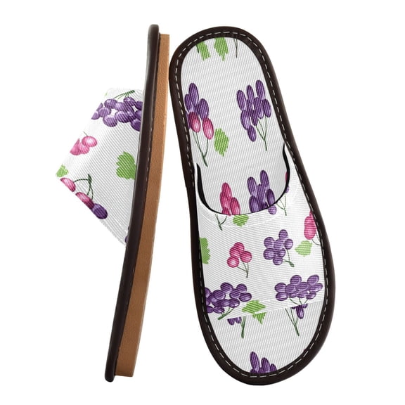 Unisex Travel Sandals House Slippers Includes Free Storage Bag for Hotel, Travel, Home Red and Purple Grapes