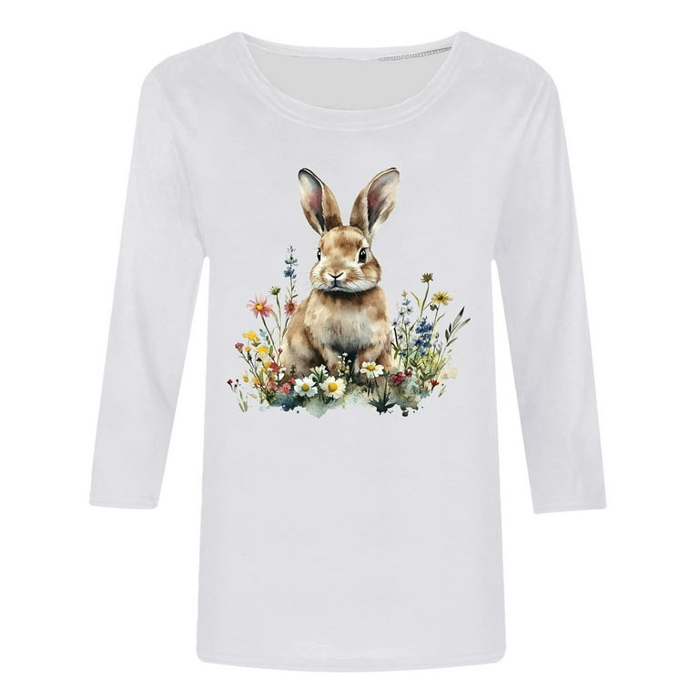 lcziwo Easter Womens Tops Funny Rabbit Bunny Graphic Tees