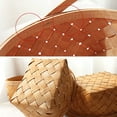 thumbnail image 4 of Woven Basket with Handle Wooden Handmade Rattan Storage Basket Storage Container Houseware Storage Basket for Camping Outdoor Party Park Beach, 4 of 6
