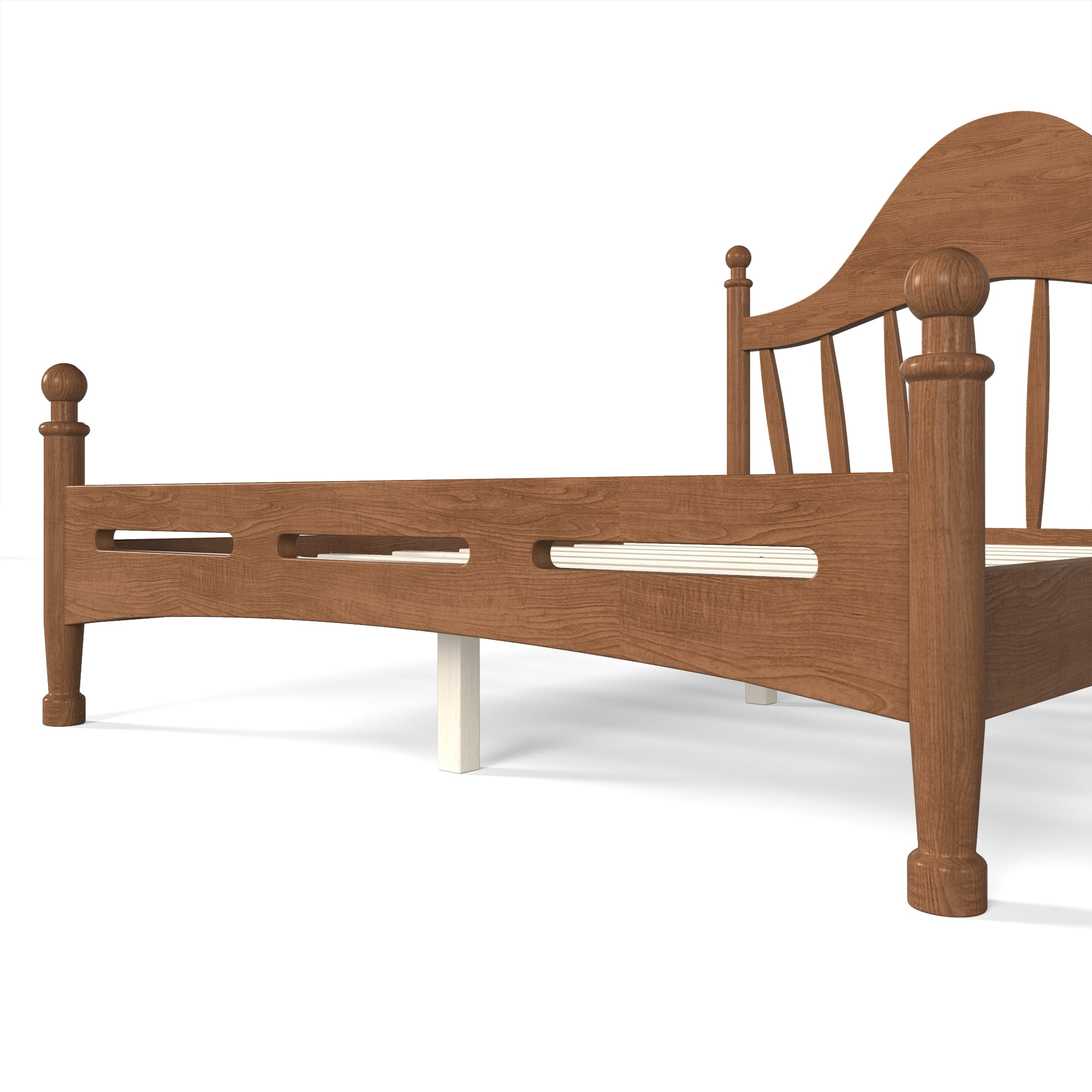 Mintazer Full Size Platform Bed with Vintage Chic Headboard, Solid Pine Bed Frame with Slatted Support for Boys Gilrs Teens, Antique Brown