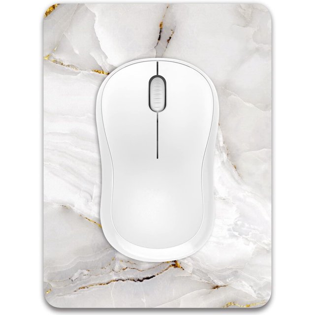 TRAHOO-Small Mouse Pad, Mini Mouse Pad 6 x 8 Inch with Non-Slip Rubber Base Waterproof Mouse Mat, Cute Mousepad for Women Men Wireless Mouse Laptops Keyboard Tray Home Office Travel, White Marble