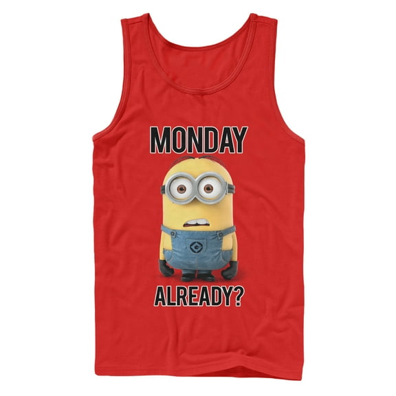 Men's Despicable Me Minion Monday Already  Tank Top Red Medium