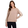 thumbnail image 3 of RBX Active Women's Ultra Lightweight Cotton Blend French Terry Crewneck Pullover with Crochet Trim, 3 of 5