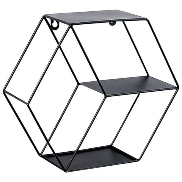 Estante de pared de rejilla hexagonal de hierro Combinación de arte Colgantes Decoración de pared para sala de estar Dormitorio Sweethay HA5248-02B