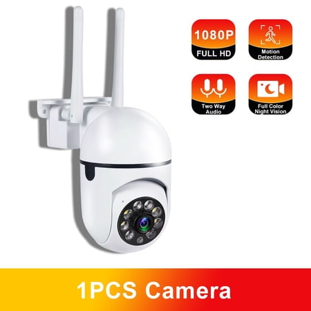 GJX Wireless Waterproof Motion Detection 1080P Surveillance IP Camera, White