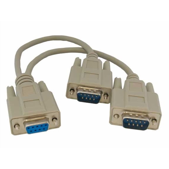 Cable Leader 6" 2 DB9 Male to DB9 Female RS-232 Serial Y Cable