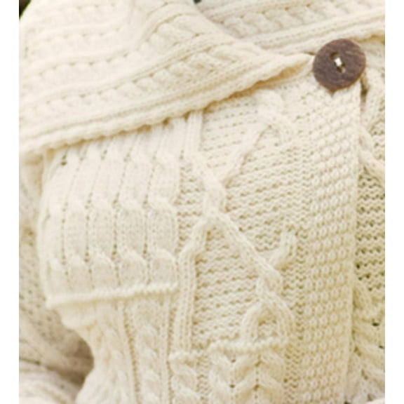 Plow & Hearth Merino Wool Corina Cardigan Sweater with Single-Button Front - S (4-6) Ecru