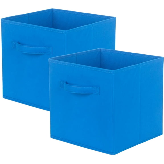 YOYTOO Collapsible Fabric Storage Cube Bins, 11" Cube Organizer Basket Bin, Blue, 2 Pack