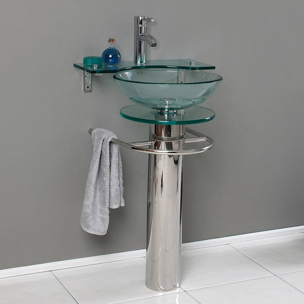 Fresca CMB1019-V Ovale 24&amp;quot; Modern Glass Bathroom Pedestal Sink - Walmart.com