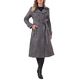 thumbnail image 2 of INSPIRE CHIC Faux Suede Trench Coat for Women's Notched Lapel Double Breasted Belted Long Sleeves Coats XS Gray, 2 of 6