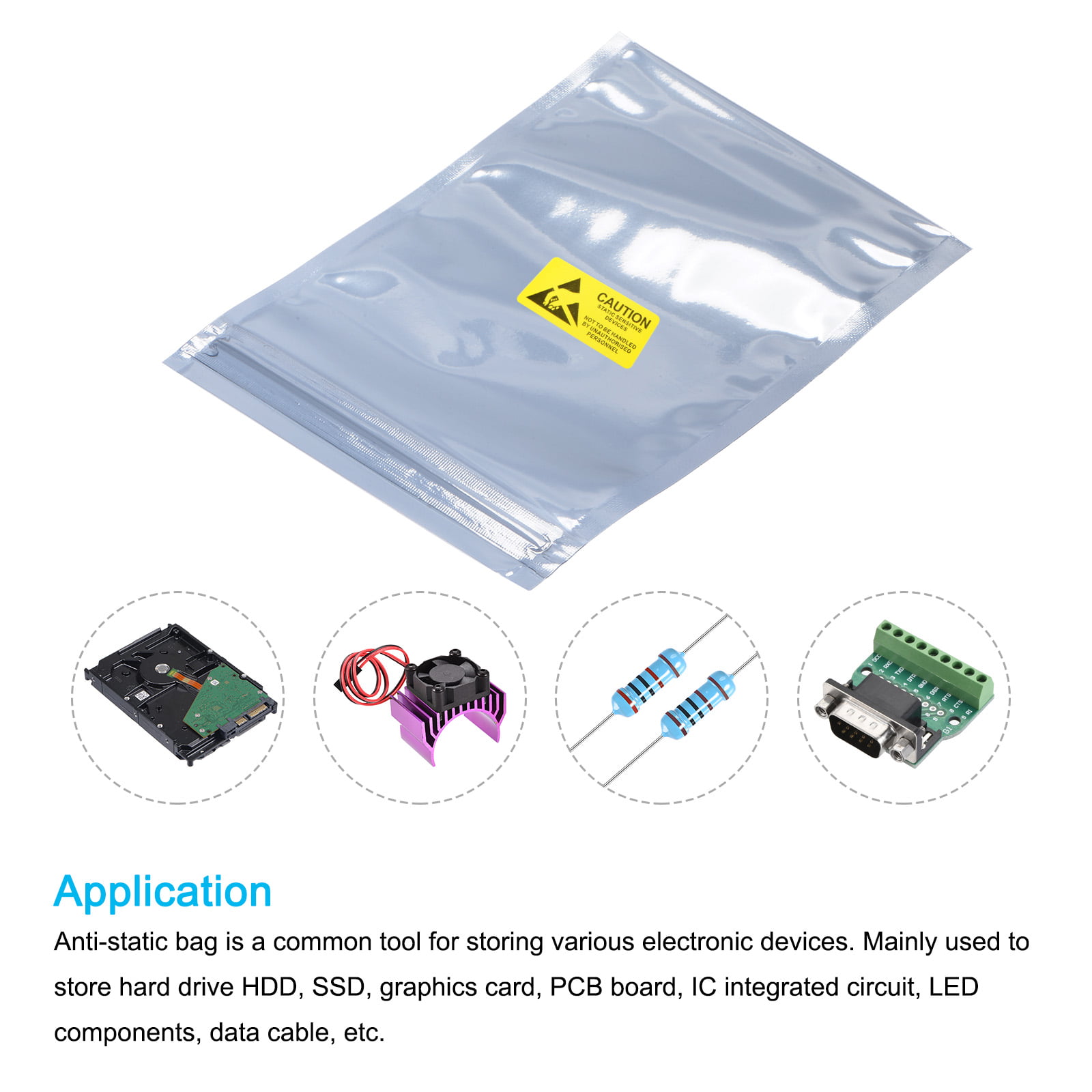 Anti Static Shielding Bag 175x230mm/7x9 inch for Electronic Devices 50pcs | Harfington