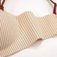 thumbnail image 6 of SMihono Fashion Lace up Front T-Shirt Bras for Women Comfort Wireless Full Coverage Push Up Striped C Cup Everyday Bra Beige 32/70C, 6 of 6