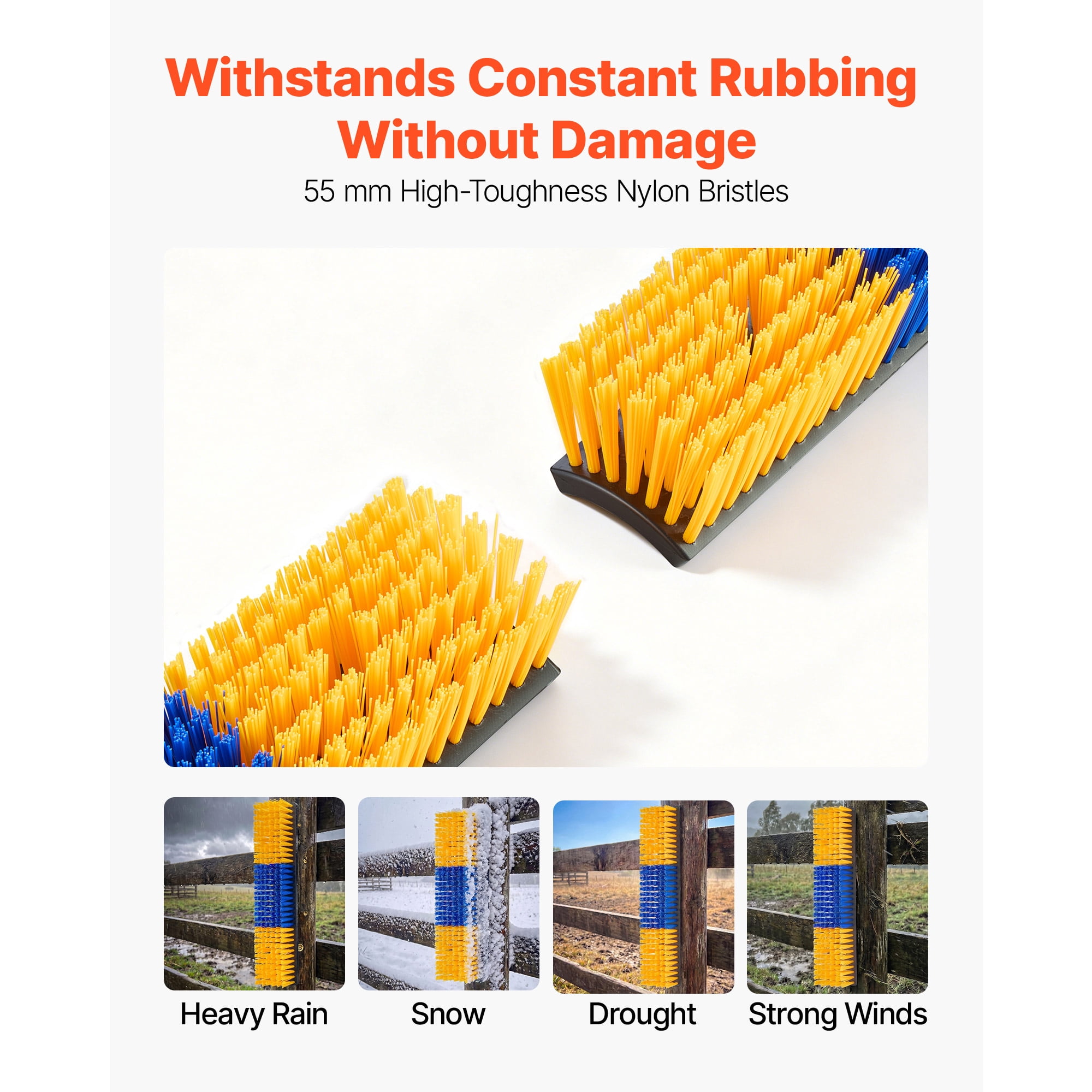 KFFKFF Livestock Scratching Brush, 4PCS Animal Scratcher Brush with 16 Screws, 16.9"x3.9" Grooming and Itch Relief Tool for Cattle, Horses, Goats, Sheep, and Pigs, Yellow & Blue