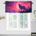 thumbnail image 2 of Cortinas de cocina con diseño de lobo, animales salvajes aullando bajo la luna, cielo estrellado morado, tratamiento de ventana para sala de estar, dormitorio, baño, 54 x 18 pulgadas, 2 paneles, 2 of 6