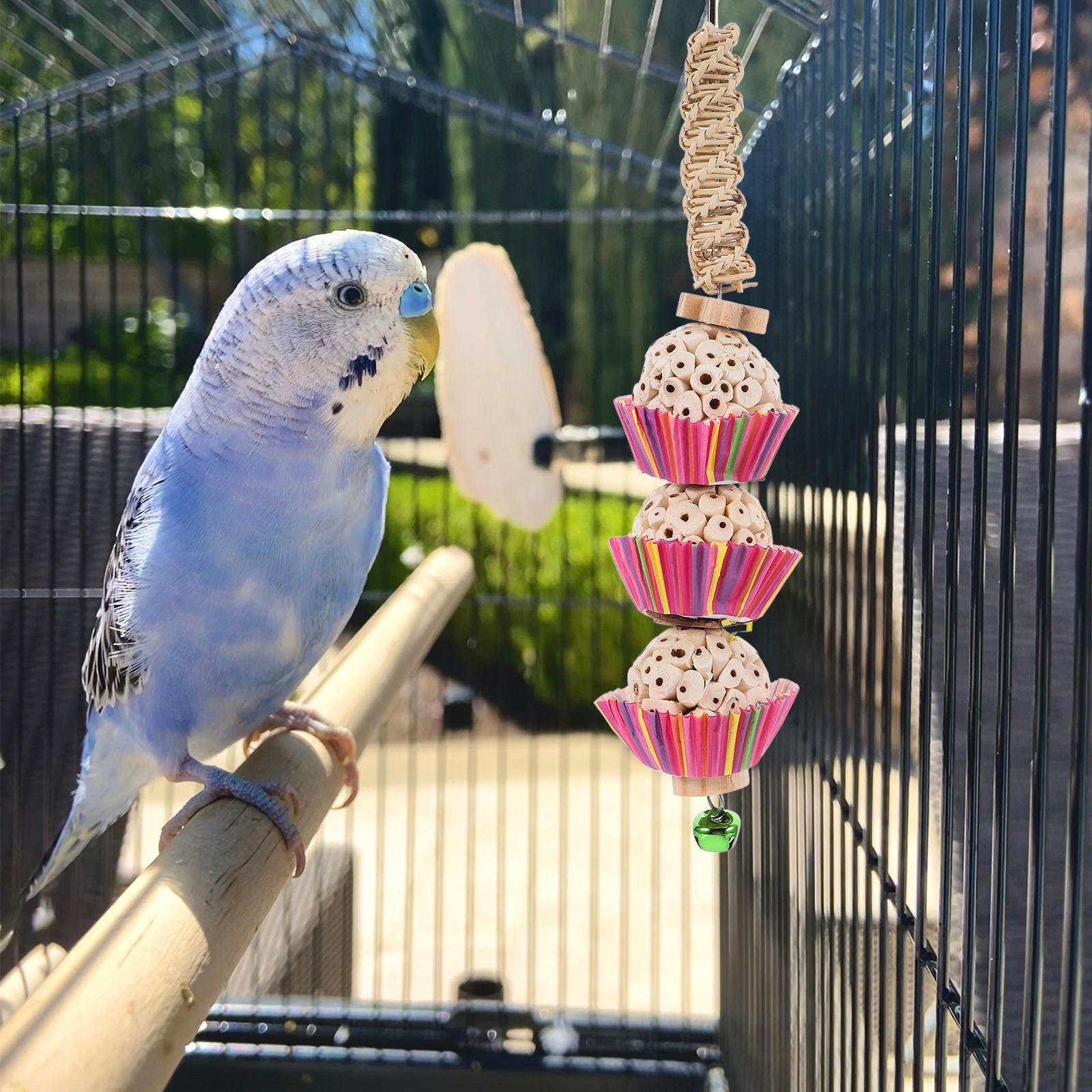 YUNLIGHTS Bird Hanging Chew for Parakeets, Foraging Shredding Cage Accessory