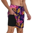thumbnail image 2 of Kdxio Purple Flower Print Men'S Swim Trunks With Compression Liner 7 Inch Inseam Quick Dry Swim Shorts, 2 of 7