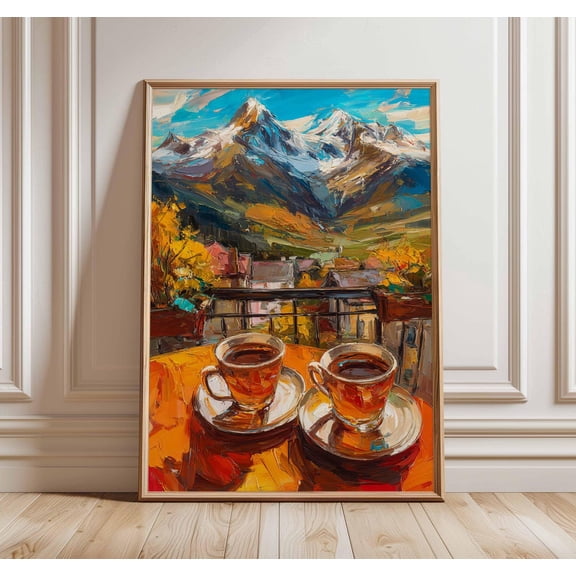 Alpine Balcony Coffee Poster, Stretched Canvas 16x20in