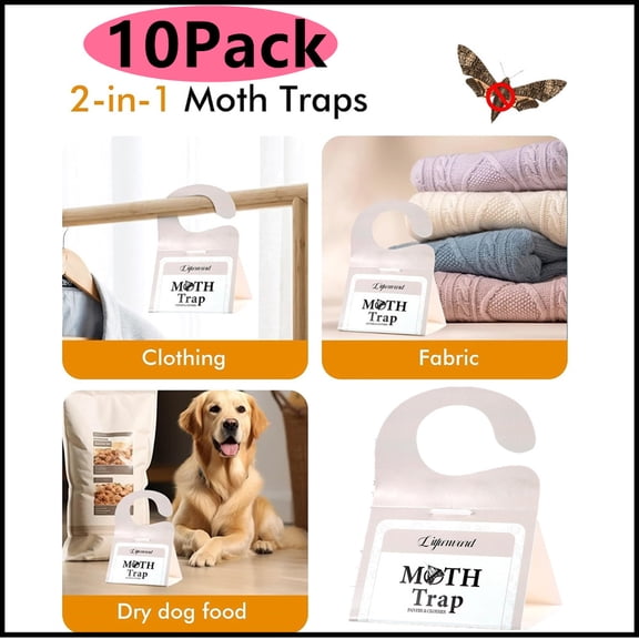 Pantry Moth Traps (10 Pack) with Extra Strength Pheromones | Non-Toxic Sticky Glue Trap for Food and Cupboard Moths in Your Kitchen | Trap Pantry Pests