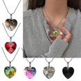 thumbnail image 3 of Glass Heart Pendant Necklace Fashion Charm Chain Necklace Clavicle Chain--White AB-Product code 36335 White AB, 3 of 5
