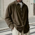 thumbnail image 2 of XIAOCHA Men's Corduroy Button Down Shirt Long Sleeve Relaxed Fit Collared Top Soft Casual Everyday Layering Shirt, 2 of 5