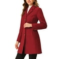 thumbnail image 4 of INSPIRE CHIC Women's Single Breasted Notched Lapel Long Winter Coats Red L, 4 of 5