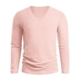 thumbnail image 3 of Men's Casual Solid Color V Neck Pullover Shirt Faddish Long Sleeve Soft Casual Basic T Shirts Lightweight Slim Fit Sports Shirt, 3 of 7