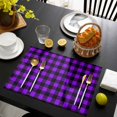 thumbnail image 3 of Black Purple Plaid Placemats Set of 8, Farmhouse Simple Buffalo Checked Placemats for Dining Table, Place Mats for Kitchen Tabletop, Waterproof Wipeable Dining Table Mats Set, 3 of 9