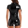 thumbnail image 3 of Alvivi Women Patent Leather Bodysuit Open Front Jumpsuit Club Dance Costume S-4XL, 3 of 7