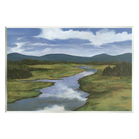 Stupell Industries River with Cloud Reflection Landscape Painting Unframed Art Print Wall Art, 15 x 10