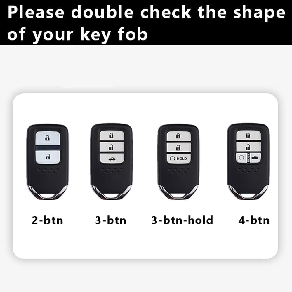 3-button Key Fob Protector Leather Key Cover Metal Key Shell Light Key Bag Fit for Honda Spirior Elysion Fit City