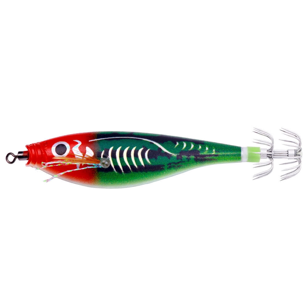 7PCS Glow Squid Jig Shrimp Lures Fishing Bait Hook Octopus 9.5cm/10g Saltwater