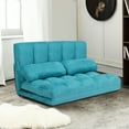 thumbnail image 2 of Costway Foldable Floor Sofa Bed 6-Position Adjustable Lounge Couch with 2 Pillows Blue, 2 of 12
