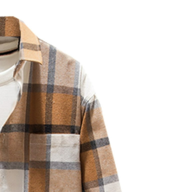 cllios Flannel Shirts Men Big and Tall Plaid Outerwear Streetwear