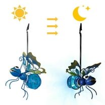 Solar Hanging Bee Lights,Metal LED Outside Bugs with Bouncy Springs ,Solar Fairy Lights for Outside Garden Decor(Blue)