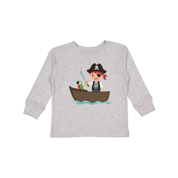 Inktastic Pirate Boy and Parrot Boys Long Sleeve Toddler T-Shirt