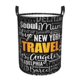 thumbnail image 6 of Lsque Travel pattern Laundry Hamper Basket, Tall Woven Rope Hamper Basket for Clothes, Lightweight Storage Basket, Collapsible Waterproof-Small, 6 of 8