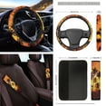 thumbnail image 4 of Yuyamidu Orange Sunset Car Seat Cover 16 PCS Auto Front Back Seat Cover Coconut Tree Steering Wheel Cover Handbrake Sets Seat Belt Pads Car Sun Shade Rearview Mirror Cover Cup Holder Keychains, 4 of 7