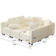 thumbnail image 3 of BITOUSHI 9 Pieces Sectional Couch Modular Sofa, U Shaped Reversible Chaise Velvet Sofa Couch with Cushions, Modular Sectional Sofa with Ottoman for Living Room, White, 3 of 10