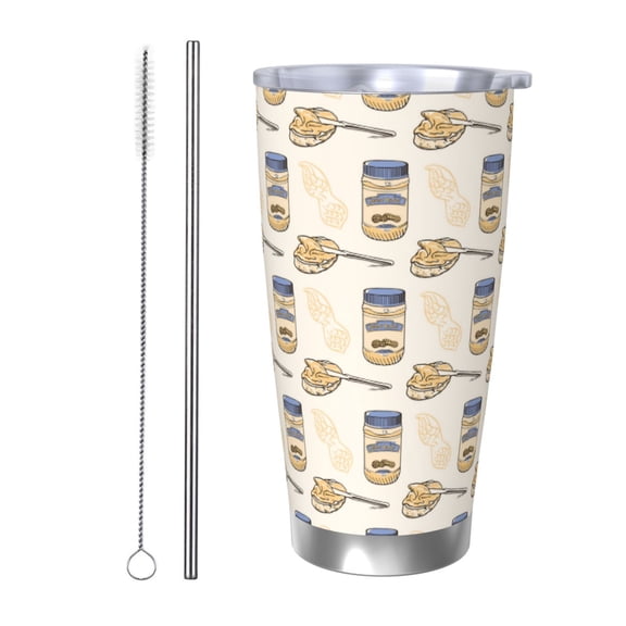 Logiee Peanuts Print 20OZ Car Cup with Lid, Stainless Steel Vacuum Insulated Double Wall Travel Tumbler, Durable Insulated Coffee Mug,Thermal Cup with Straw-Straw Two-piece Set