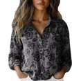 thumbnail image 1 of Womens Button V Neck Long Sleeve Shirts Oversized Blouses Tops Cotton Classic Collared Casual Lightweight Blouses, 1 of 2