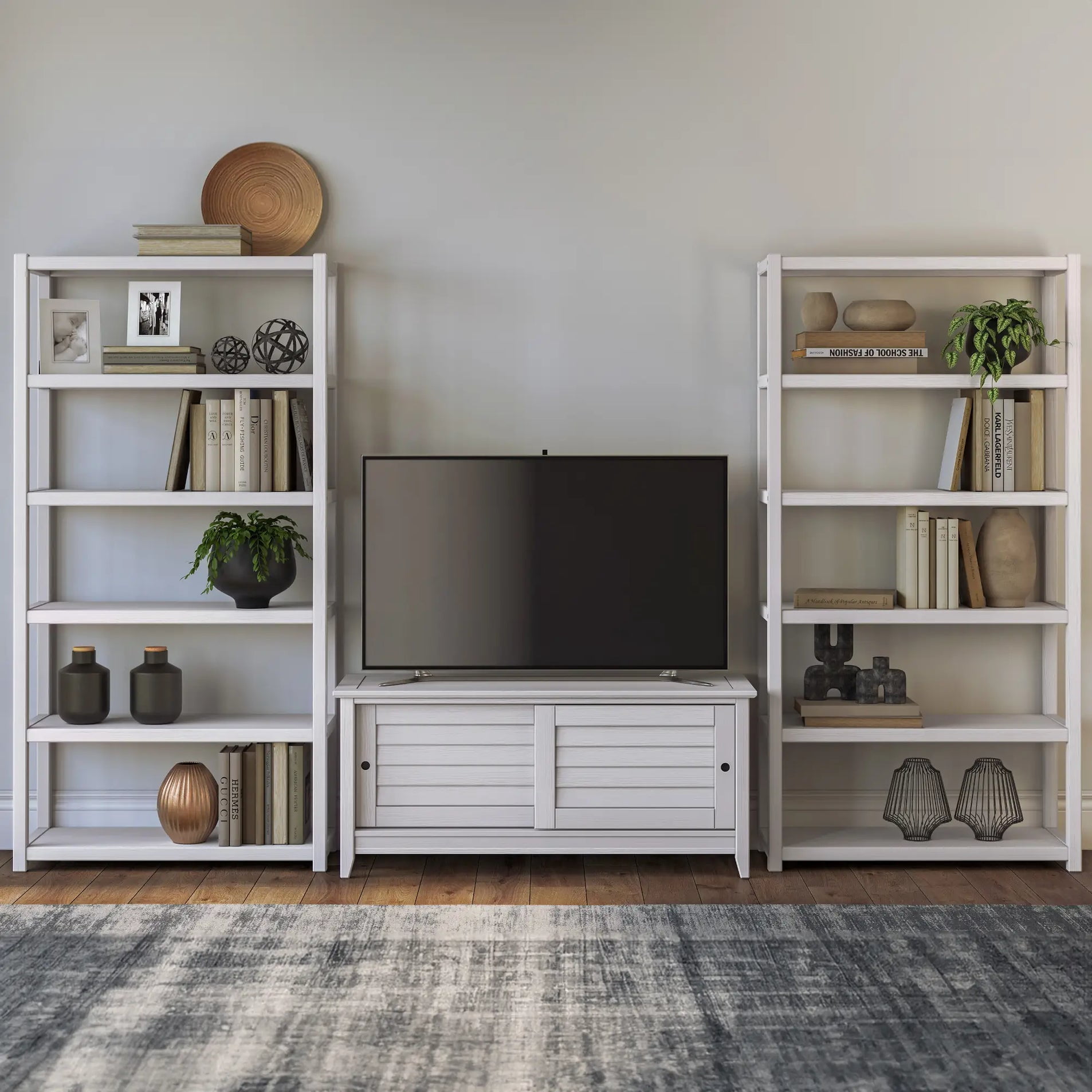 Greenport 72" Bookcase, Solid Wood with a Brushed White Finish