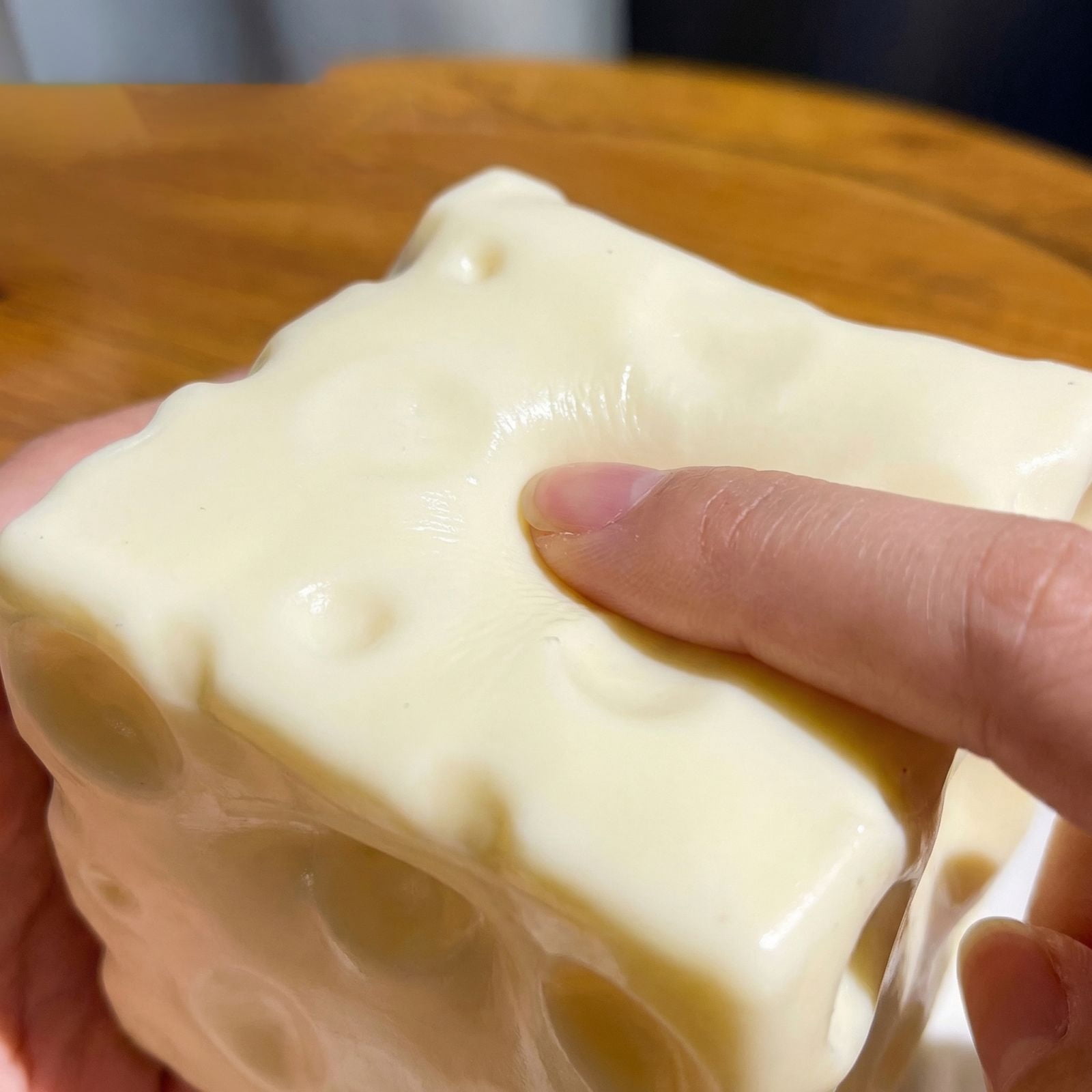 Squeezy Cheese Block - Coconut Oil  Ultra-Soft No Rebound Jumbo Squishy Cheese , Stress Relief Toy for Adults, Focus & Relaxation