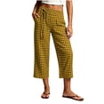 thumbnail image 3 of Cotton Capri Pants for Women Ihhxva Plaid Cropped with Pockets Elastic Waist Casual Straight Leg Trousers S-2XL, 3 of 9