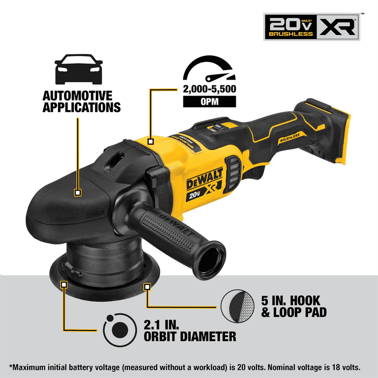 DeWalt 20V MAX XR 5 in. Brushless Hand Orbital Polisher Cordless Variable Speed Tool Only Walmart