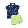 thumbnail image 1 of Mialoley Baby Boy's Short Sleeve Dinosaur Print T-shirt Top + Solid Color Shorts Set, 1 of 9