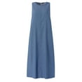 thumbnail image 4 of VONDA Womens Cowboy Dresses Fashion Summer Loose Long Maxi Pleated Dress, 4 of 10