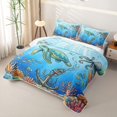 thumbnail image 3 of spefrowx Cartoon Undersea Turtle Twin Quilt Set for Boys, Coral Octopus Anchor Fish Twin Coverlet Set, 2pcs, 3 of 7