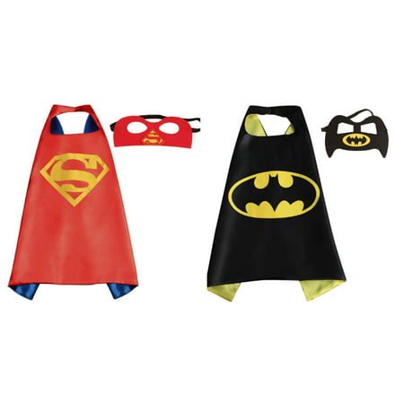 Superman & Batman Costumes - 2 Capes, 2 Masks with Gift Box by