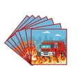 thumbnail image 4 of Bandeja de papel para fiesta temática de camión de bomberos, juego de pañuelos y vasos de papel, vajilla de dibujos animados para fiesta de cumpleaños infantil, 4 of 6