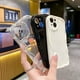 thumbnail image 4 of Wave Pattern Solid Color Cream For iPhone 15 14 13 12 11 Pro Max Mini Transparent Yellow Resistant Couple White Clear Phone Case, 4 of 5